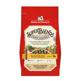 Stella & Chewy's SuperBlends raw-coated chicken and duck kibble in bag for flavorful nutrition.