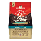 Stella & Chewy's Wild Red Ocean Recipe packaging shows protein-rich dog meals.