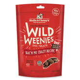 Stella & Chewy's Wild Weenies bag front shows high-protein bacon recipe for dogs.
