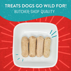 Closeup of Wild Weenies morsels showing rich meat texture for high-protein rewards.