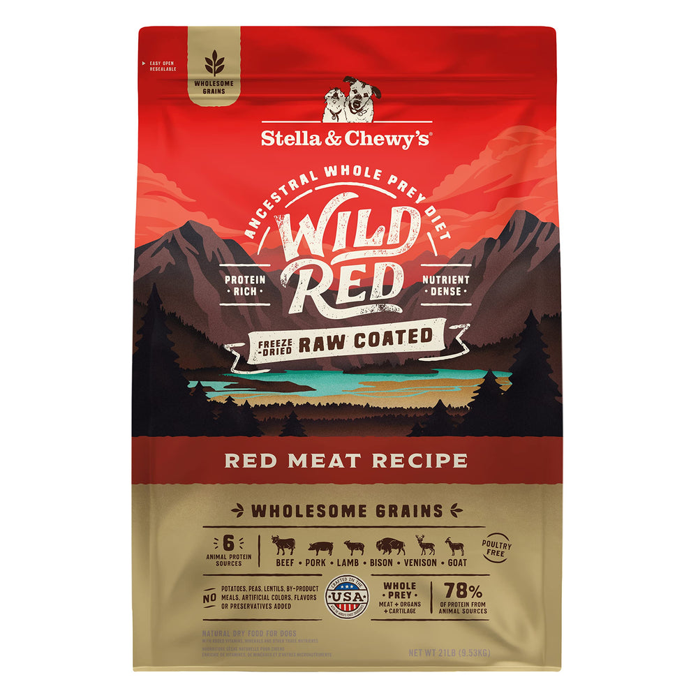 Stella & Chewy's Wild Red dry dog food bag showcasing premium protein blend