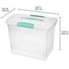 Sterilite ShowOffs blue latches lid keeps contents sealed during transport.