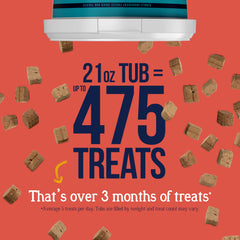 Stewart beef liver treats in a clear tub, easy portioning for training.
