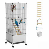 STILLCOVE medium flight bird cage on rolling stand for easy mobility.