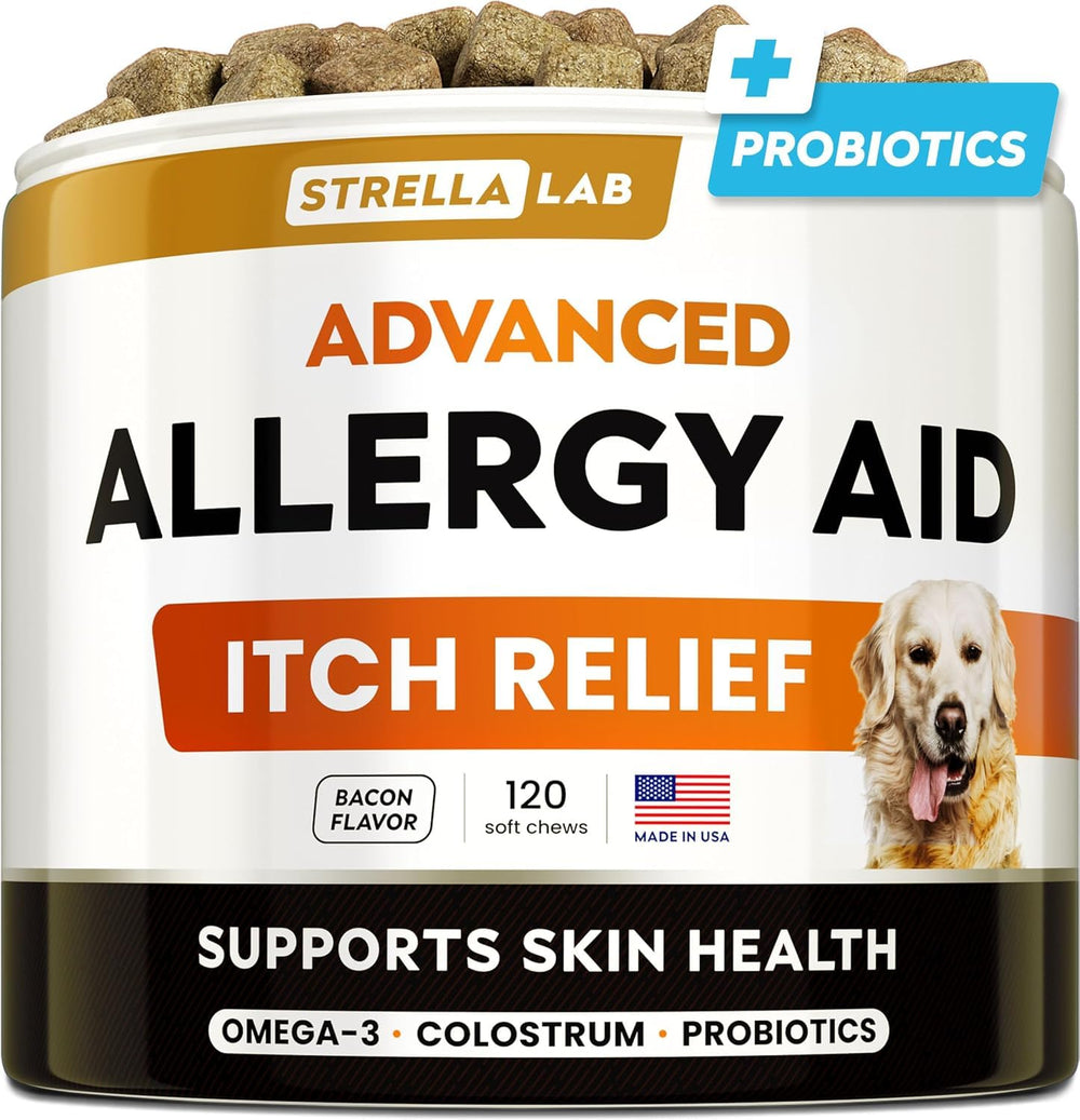 STRELLALAB dog allergy chews itch-relief to soothe itchy skin and support coat health