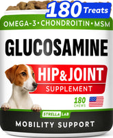 STRELLALAB glucosamine dog chews bottle front showing packaging and mobility support