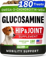 STRELLALAB glucosamine dog treats front view, tasty chews for joint support.