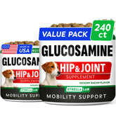 STRELLALAB glucosamine for dogs bottle with easy daily joint support chews.