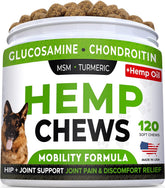 STRELLALAB glucosamine for dogs bottle with daily joint-support chews.