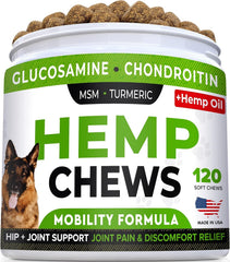 STRELLALAB glucosamine for dogs bottle with daily joint-support chews.