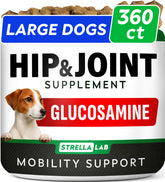 STRELLALAB glucosamine dogs chews 360-pack bottle for ongoing joint support