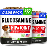 STRELLALAB glucosamine large dog chews pack front promoting joint support.
