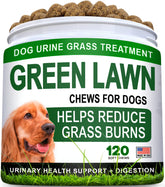 STRELLALAB Grass Burn Spot Chews packaging showing USA-made formula for stronger lawn health