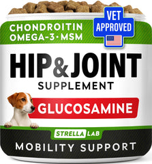 STRELLALAB Hip & Joint Chews bottle supports daily mobility.