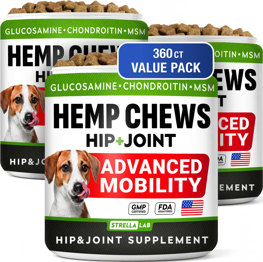 STRELLALAB large-breed joint supplement packaging supports ongoing mobility.