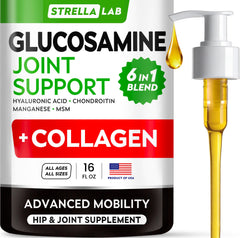 STRELLALAB liquid glucosamine dog bottle eases joint comfort