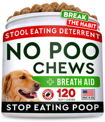 STRELLALAB No Poo Chews bottle for dogs, easy daily dosing.