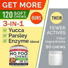 STRELLALAB No Poo Chews include probiotics and enzymes for gentle digestion.