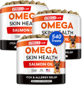 STRELLALAB Omega3 for Dogs chews pack supports skin and coat health.