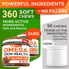 StrellaLab Omega3 dog chews jar front label with USA-made quality.