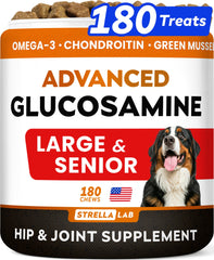 STRELLALAB Senior Advanced Glucosamine bacon chew for dogs supports movement