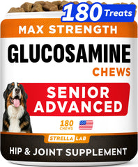 STRELLALAB senior glucosamine bottle pour supports aging dogs mobility