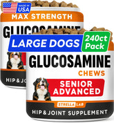 STRELLALAB senior joint chews jar front showing packaging and size for senior dogs' mobility support.
