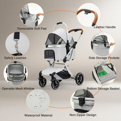 Strocare 3-in-1 pet stroller back pouch keeps phone and keys accessible
