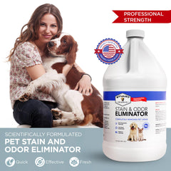 Stuart Pet Supply Co. Odor Eliminator spray action for quick deodorizing.