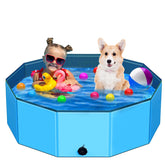 STUDESK foldable dog pool 48-inch side view shows a sturdy frame for safe outdoor play.