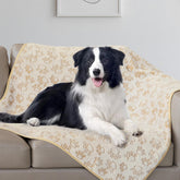 Stuffed beige premium soft dog blanket top design paw prints for cozy warmth