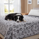 Stuffed premium soft dog blanket paw print top for cozy warmth.