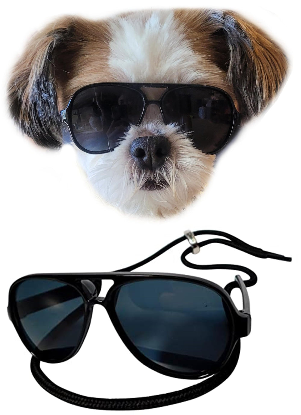 Style Vault G029 small-dog sunglasses close-up on black frame for daily wear