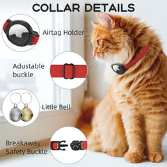 sucegi AirTag cat collar bell detail red, includes alert sound for visibility.