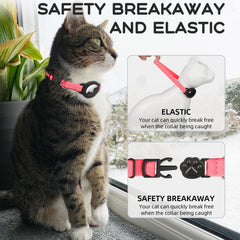 Sucegi AirTag cat collar buckle close-up highlights secure adjustment.