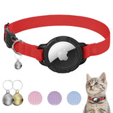 sucegi AirTag cat collar front view in red, securely holds AirTag for easy location.