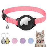 Sucegi AirTag cat collar outer view shows durable fabric and hot pink color.