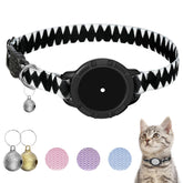 Sucegi AirTag cat collar with shark pattern and secure holder for easy location tracking