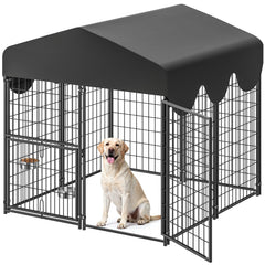 Suchown outdoor dog kennel with rotating door for easy access and secure containment.