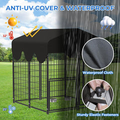Waterproof and UV-proof roof protects pets from sun, rain, and snow year-round.