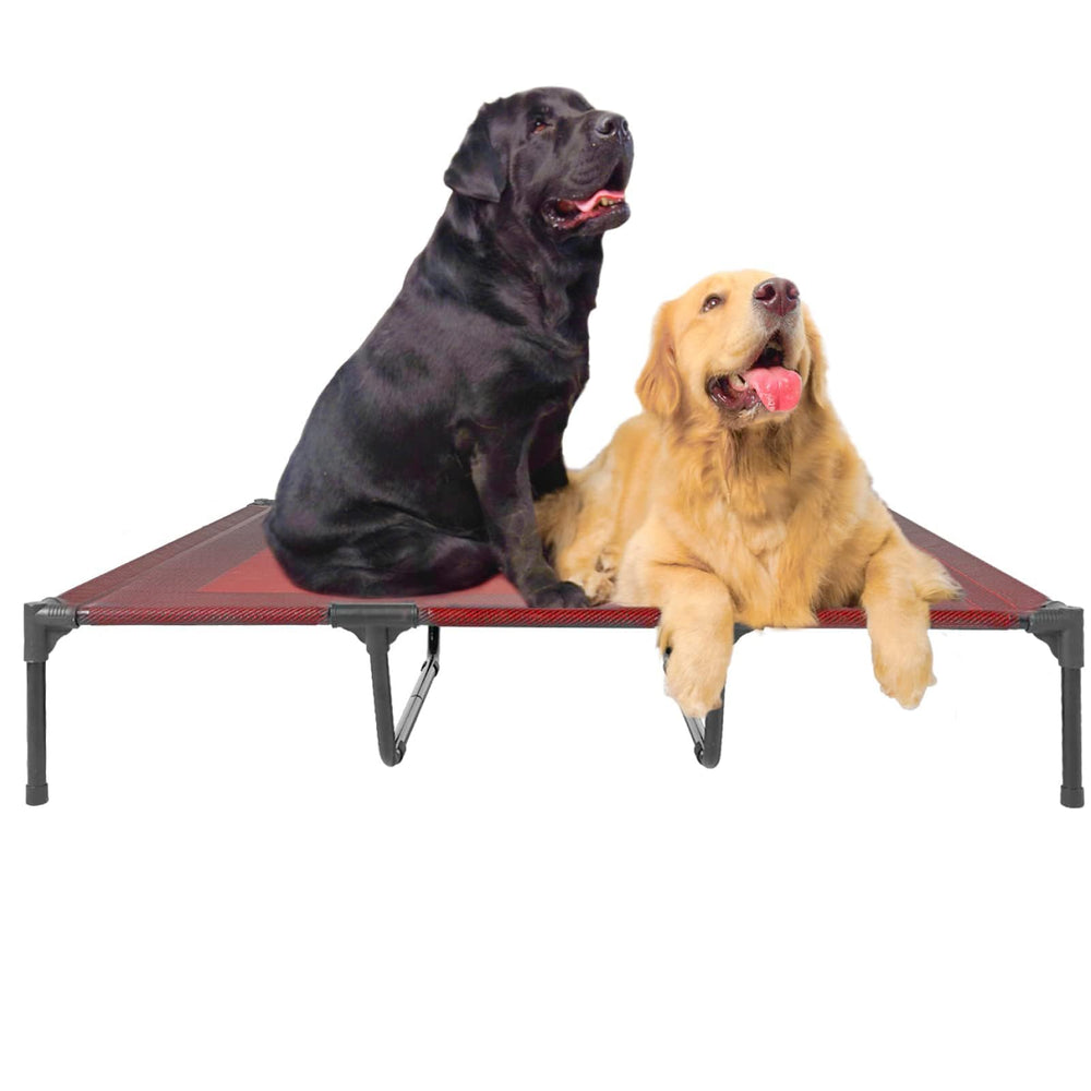 Suddus elevated dog bed outdoors with raised frame and cooling airflow.