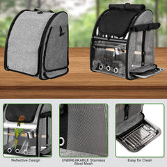 Suertree bird travel cage bottom cleaning opening for easy tray access.