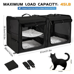 Suertree double cat carrier with travel litter box enables mess-free trips.