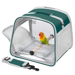 Suertree small bird carrier with large windows for easy monitoring during travel.