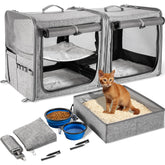 Suertree two-cat carrier setup shows space for two pets during travel.