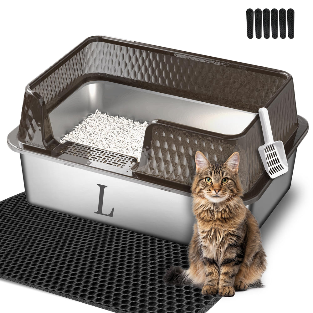 Suhaco side entry stainless litter box provides convenient access and containment