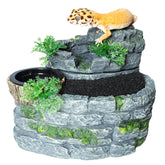 SUKEOPET reptile waterfall fountain 500ml with natural resin finish and hydration-friendly design.