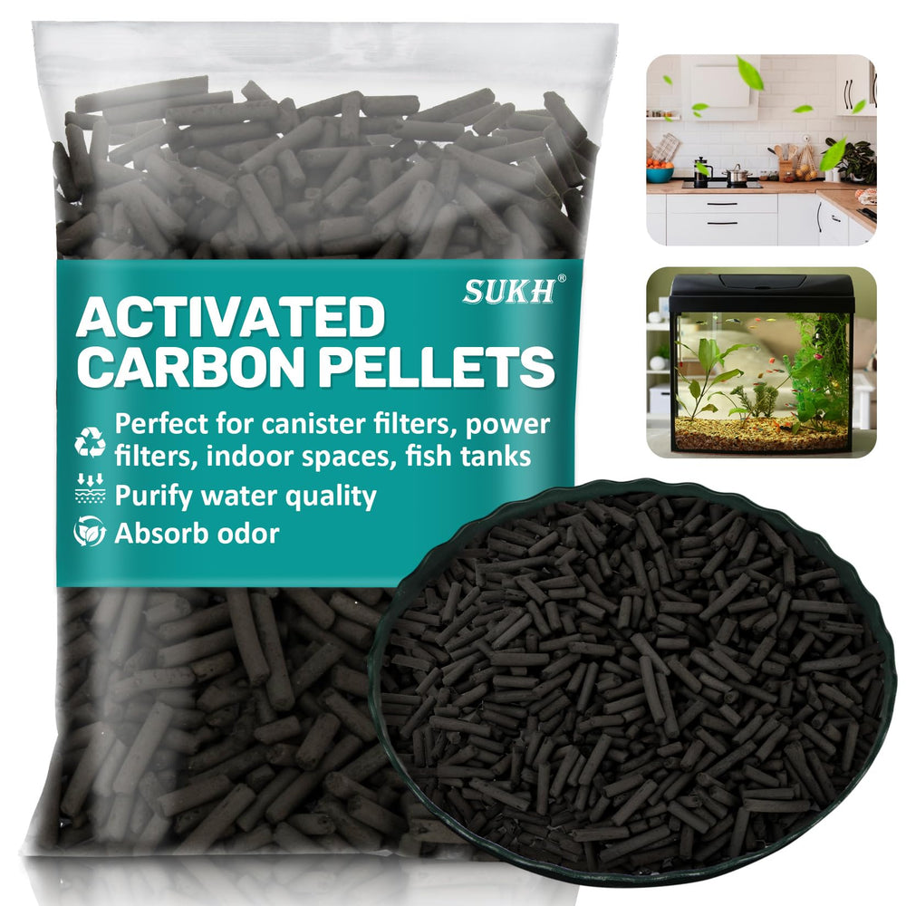 Sukh Activated Carbon Pellets packaging for bulk filtration and odor control