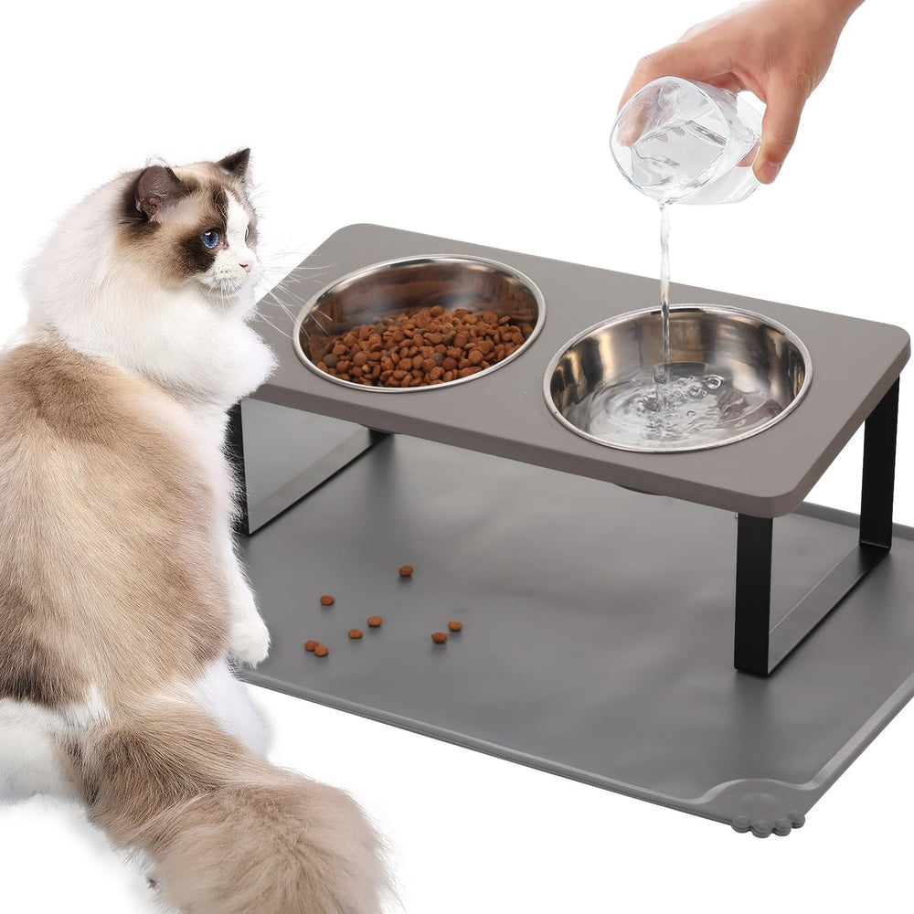 Summark elevated cat bowls with 15-degree tilt for easier eating