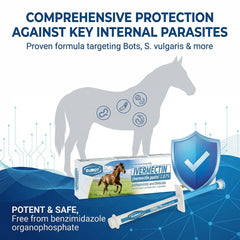 Apple-flavored SUMOT paste facilitates easier administration for horses.